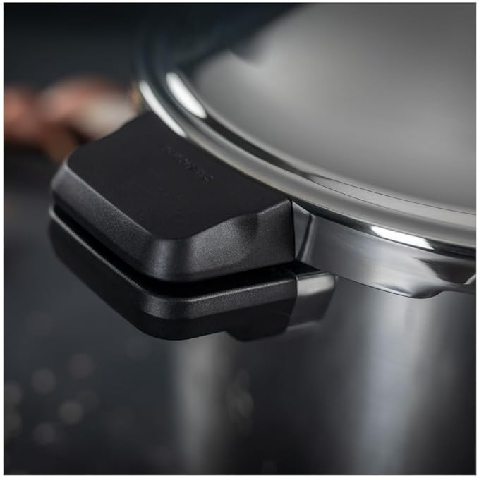 Kuhn Rikon DUROMATIC® 7.0L Stovetop Pressure Cooker – 22cm, Swiss Made – 18/10 Stainless Steel, Energy Efficient, Safe Locking Lid, Works on Induction & All Stovetops, Includes Trivet & Cookbook