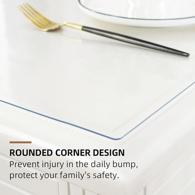 Warmstar Clear Table Cover Protector 44 x 84 Inch,1.5mm Thick Plastic Table Cover Rectangle,PVC Clear Table Protector,Desk Protector Mat for Kitchen, Dresser, Writing Desk，Dining Room Table