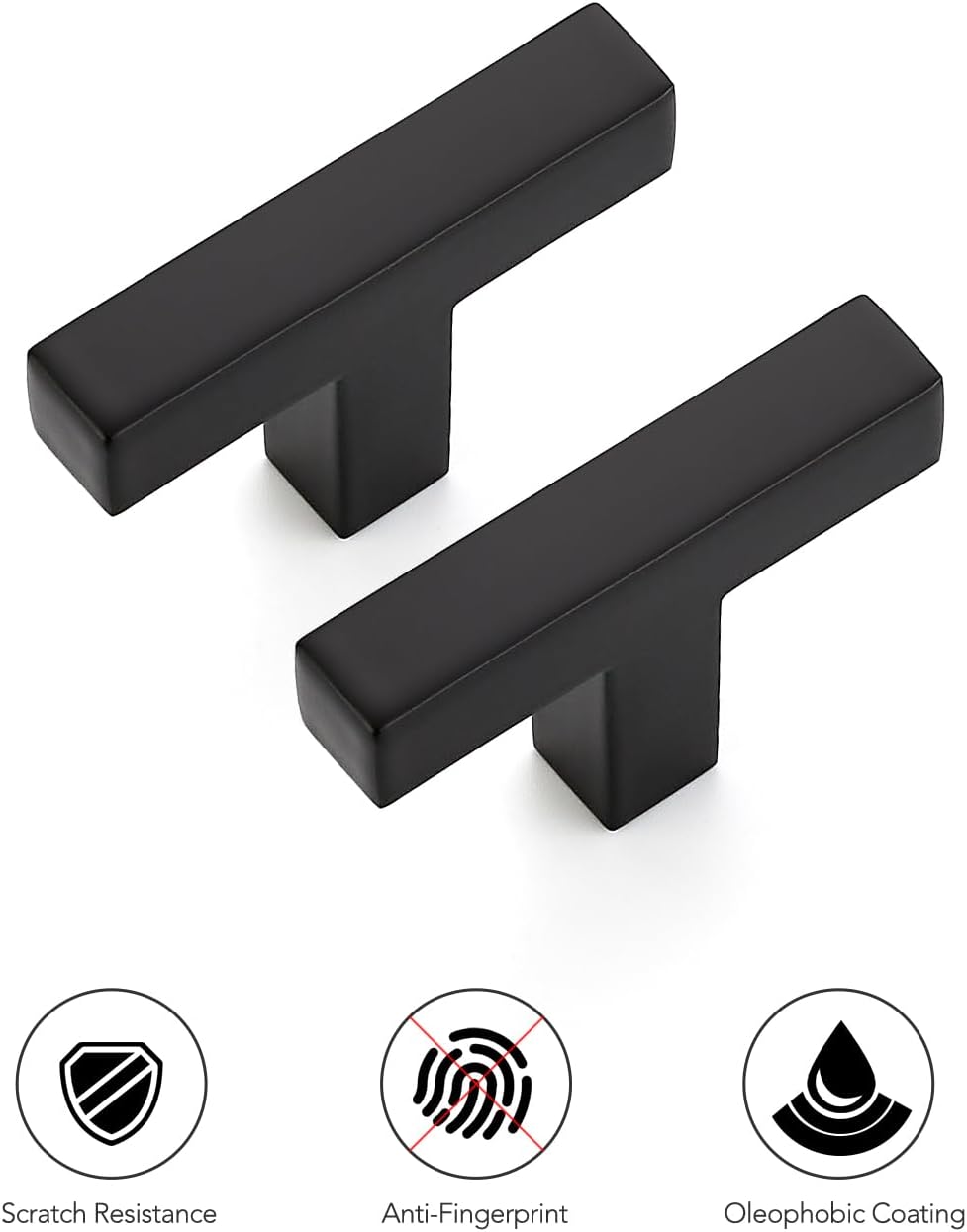 Ravinte 5 Pack Solid Single Hole Slim Square Bar Drawer Handles - Cabinet Hardware Pulls in Matte Black - Kitchen and Bathroom Handles