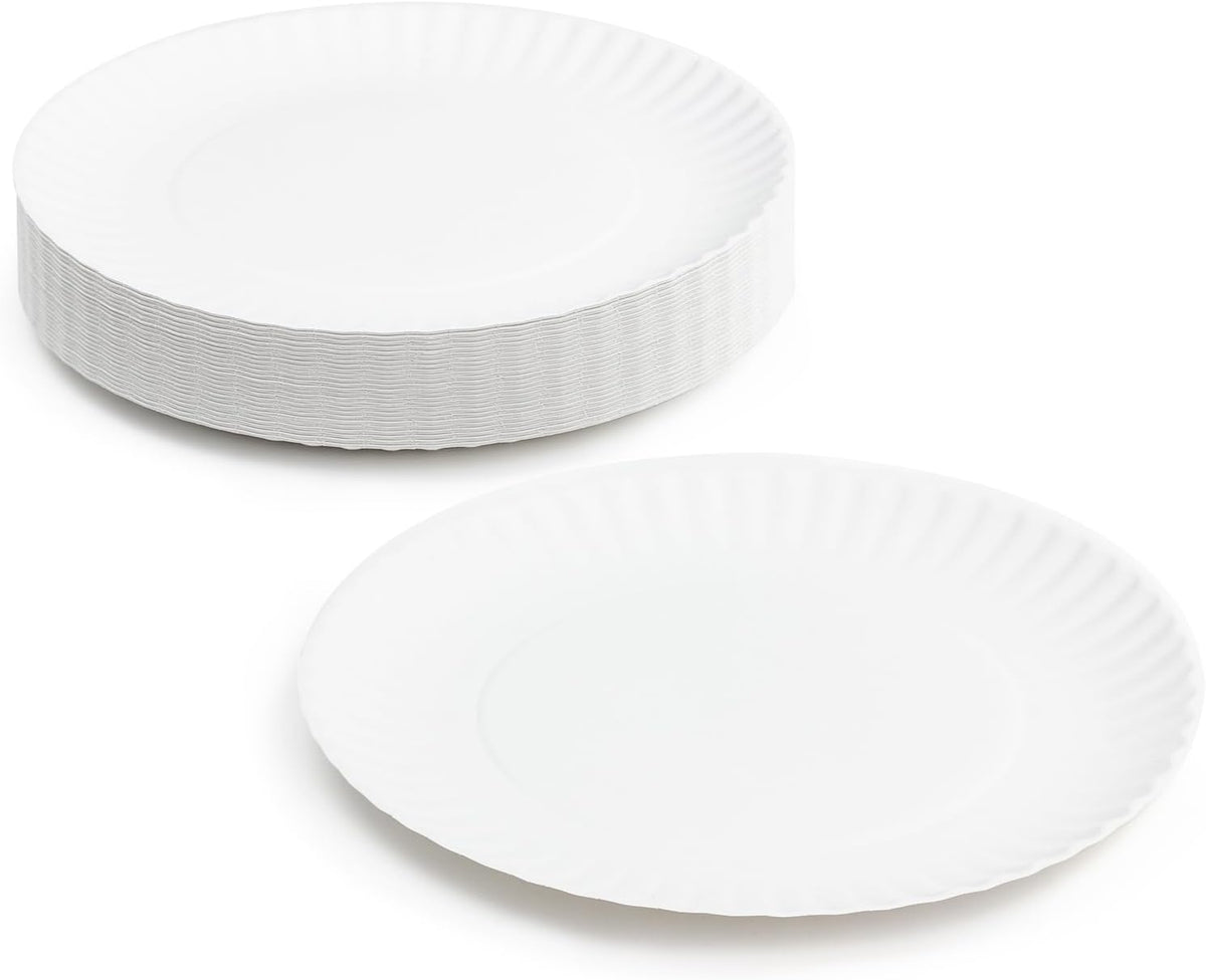 Hygloss Products 9" White Paper Plates - Uncoated - Use for Foodware, Events, Activities, Crafts Projects and More - Environmentally Friendly - Recyclable and Disposable - 9-Inches - Bulk-1200 Pack