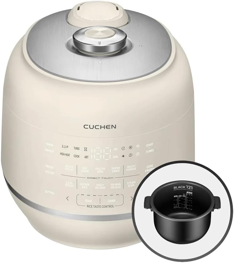 CRT-RPK0640IUS 6 CUP (1.2 quarts): 6 person serving | Expertly Crafted for Multi Grain Cooking |2.1 Ultra High-Pressure Induction Heating IH Rice Cooker | Full Stainless Power Lock System | Auto Steam Clean | Voice Guide | Made in Korea