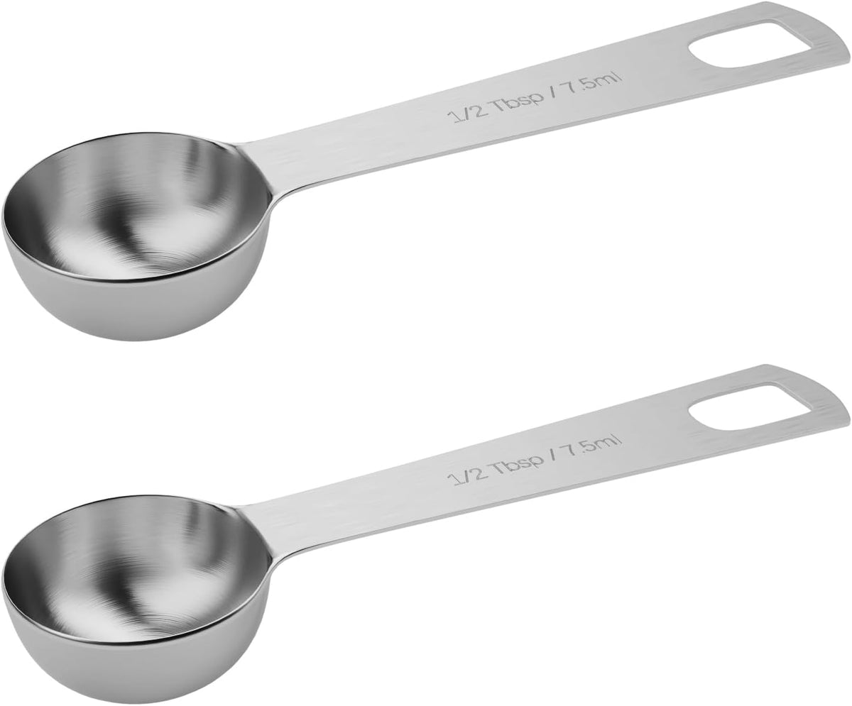 2PCS 1/2tbsp (1.5tsp, 7.5ml, 1/4oz) Single Measuring Spoon, Stainless Steel Individual Teaspoons Only