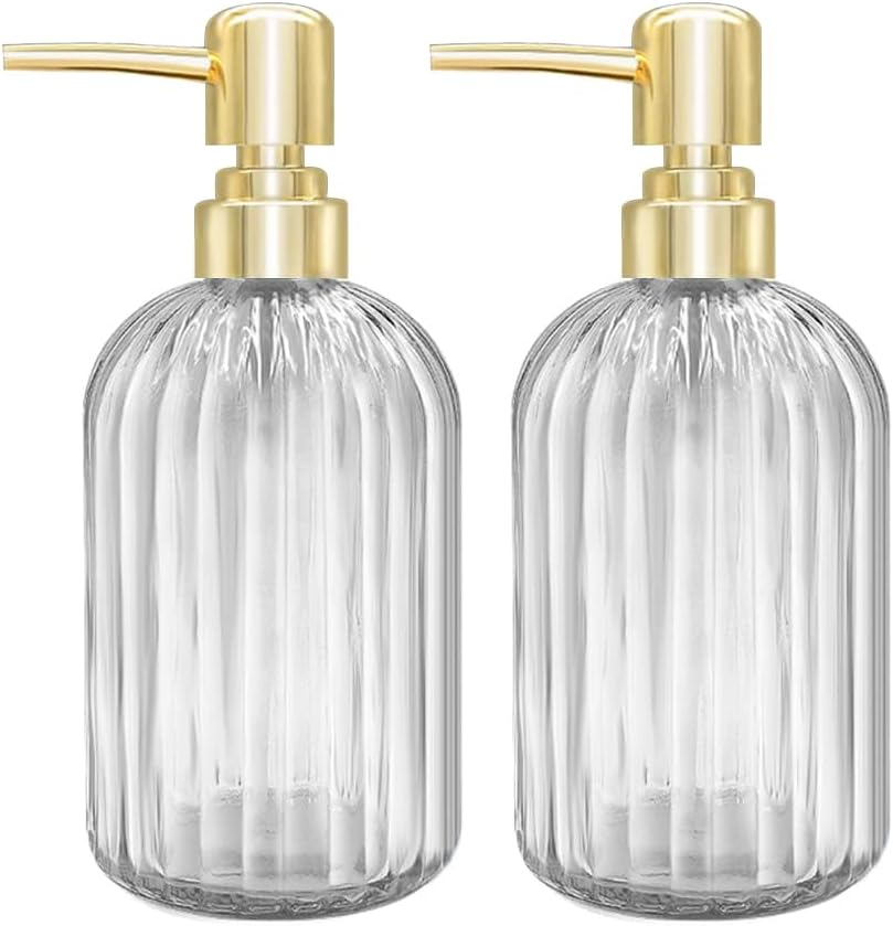 Soap Dispenser - 2 Pack 14 Oz Kitchen Soap Dispenser with Pump, Bathroom Transparent Soap Dispenser Bottle for Hand Soap, Dish Soap or Lotion (White)