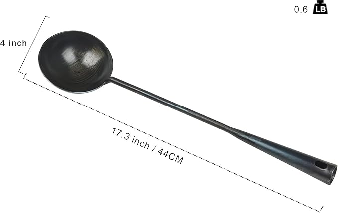 ZhenSanHuan Chinese Traditional HandMade Iron Ladle Wok Tool Set,Long wok utensils (Ladle)