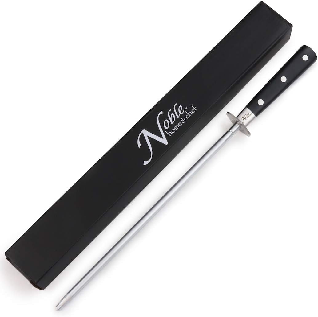 Professional Honing Steel 12”, Magnetized for Safety, No Rust, No Cheap Plastic! Noble’s Knife Sharpener Has an Oval Handle for a Firm Grip and is Built For Daily Use, Perfect for Chefs!