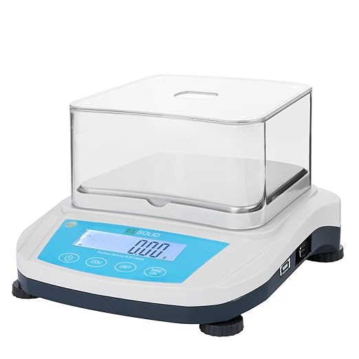 U.S. Solid Precision Lab Scale 300g x 0.01g- High Precision Analytical Balance w/USB and RS232 Interface, Detachable Draft Shield, Calibration Weight,100-240 VAC