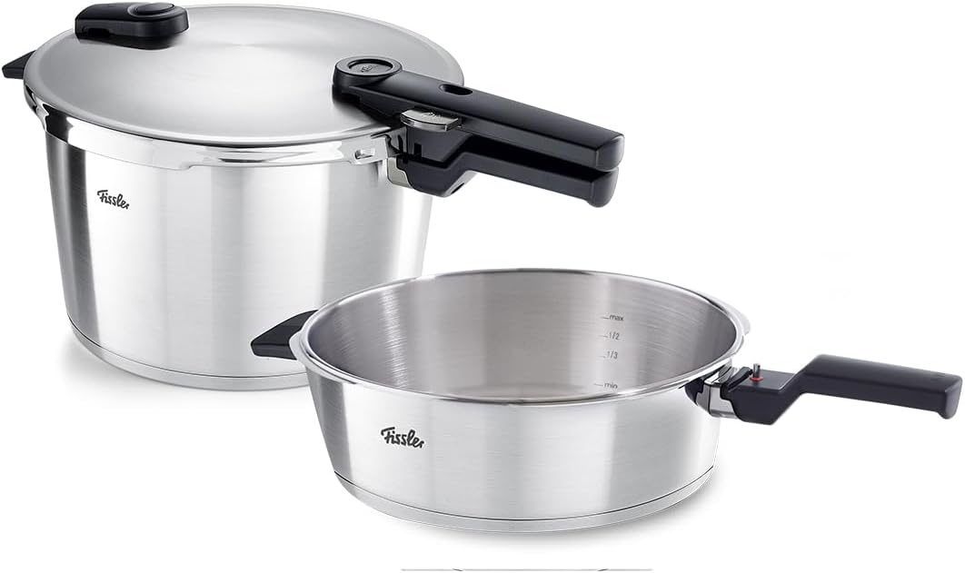 Fissler Vitaquick Premium Large Size 2 Piece Set, 4.2 Quart and 8.5 Quart Pressure Cooker