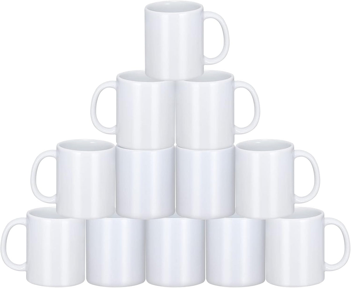 Sublimation Mugs, 12Pcs Coffee Mugs Blank White Ceramic Coffee Mug Set Sublimation Cups 11 oz Christmas Coffee Mug for Hot Chocolate Latte Tea Milk DIY Products