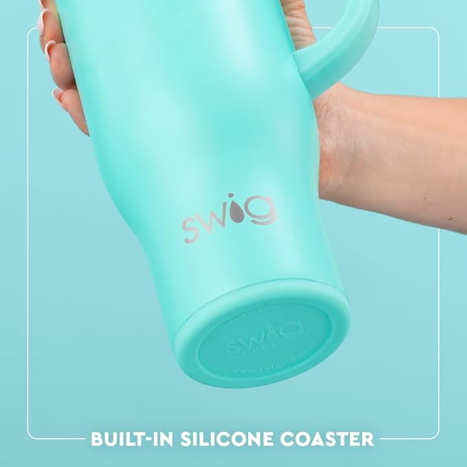 Swig Life 30oz Mega Mug, 30oz Tumbler with Handle and Straw, Large Insulated Tumblers, Cup Holder Friendly Travel Mug, Stainless Steel 30 oz Tumbler, Reusable Insulated Water Bottle (Tacky Lights)