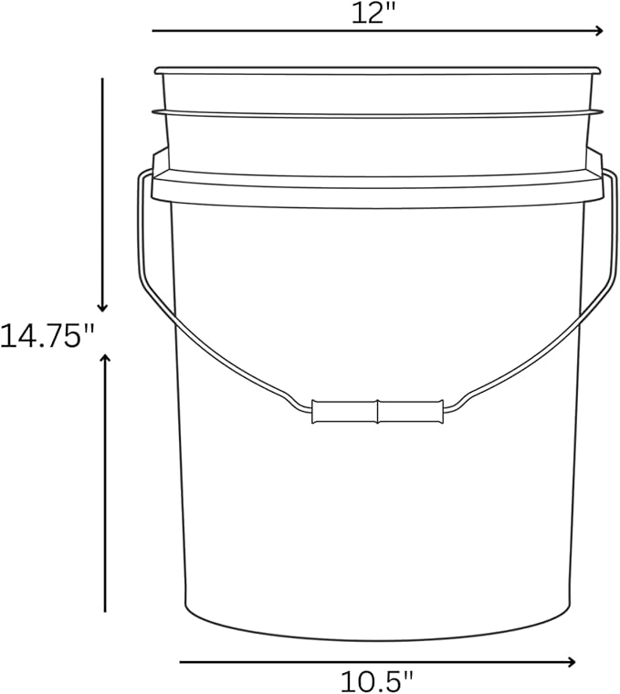 House Naturals 5 Gallon Premium HPDE Plastic Bucket - Made in USA Food Grade Storage Container, BPA Free All Purpose Pail (3, Yellow)