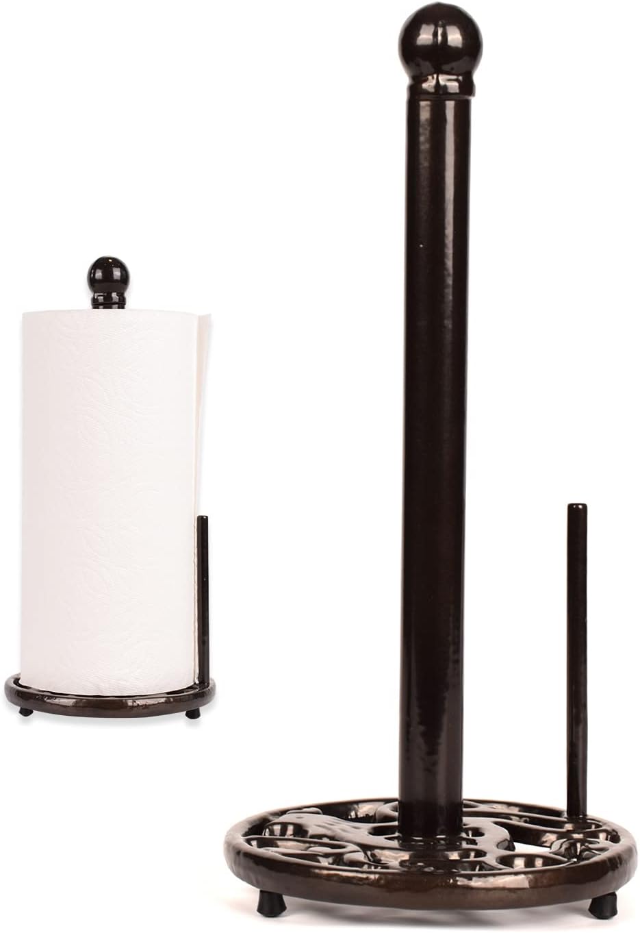 Vintage Paper Towel Holder - Cast Iron Kitchen Countertop Decor, Easy Tear, Coffee Gold