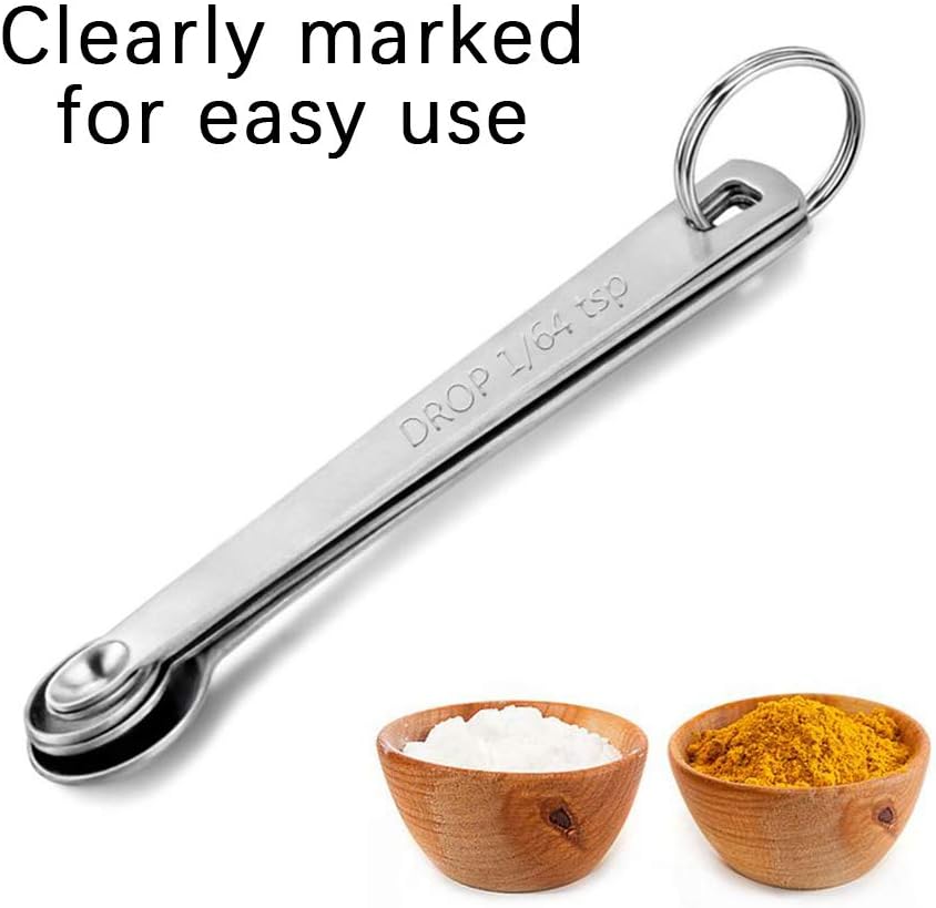 1Pack Mini Measuring Spoons Set, Heavy Duty Stainless Steel Teaspoon for Cooking and Baking, Suitable for Small Amount of Dry or Liquid Ingredients and Spices