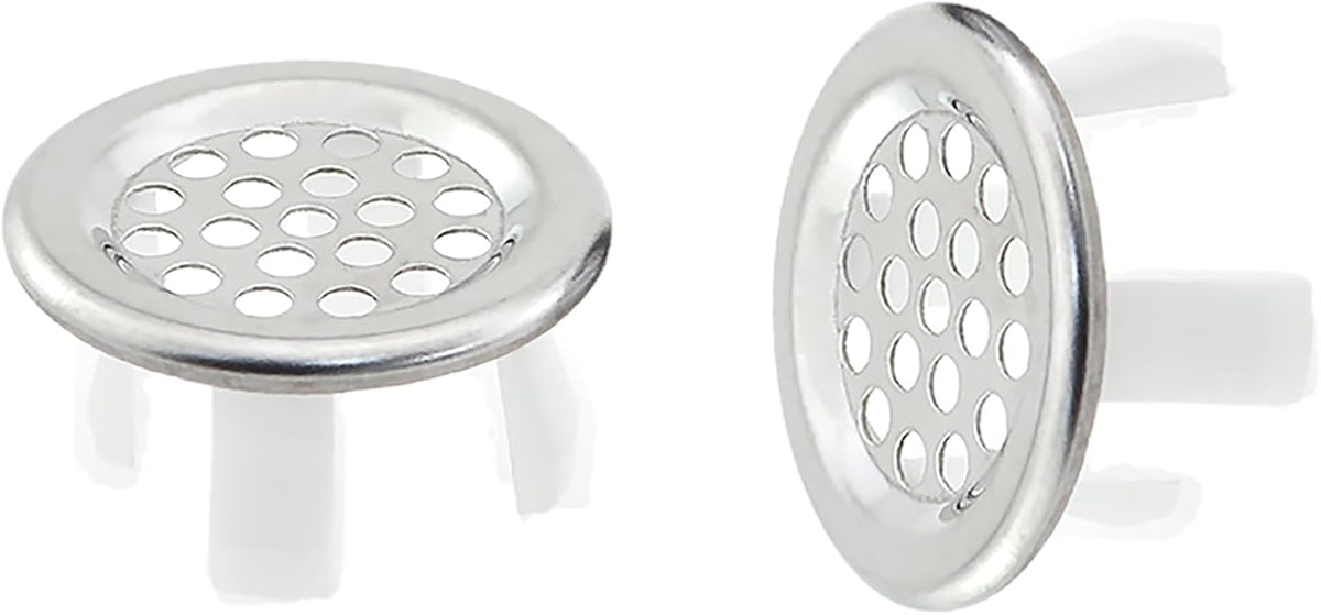 2PCS Kitchen Sink Drain Silver Stainless Steel Basin Overflow Decorative Cover 22-24mm Hole Inside Diameter Insertion Cap