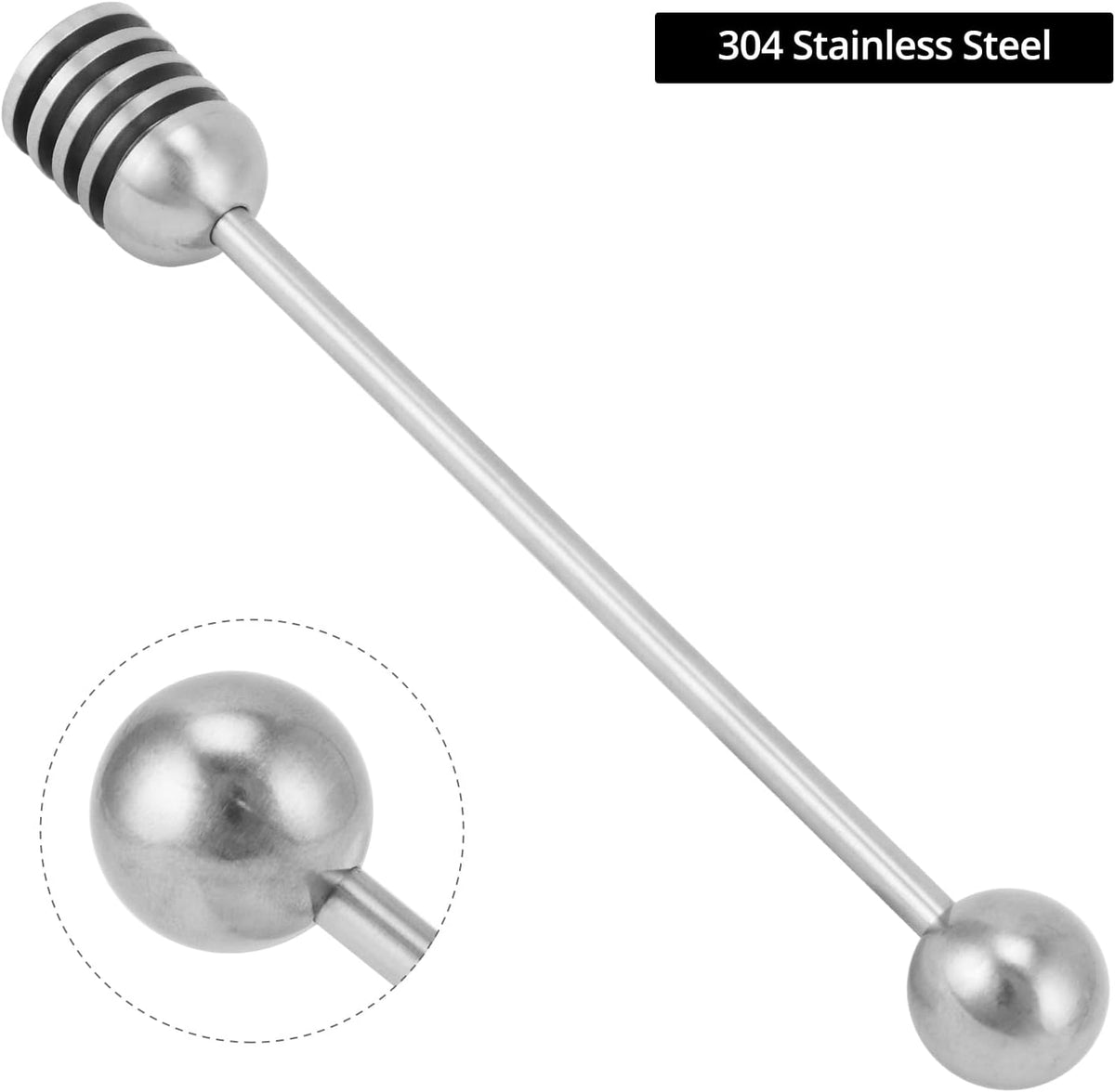 QWORK Stainless Steel Honey and Syrup Dippers, 6.3 Inches, Rust-Resistant, Convenient to Clean, Dishwasher-Safe, Ideal for Drizzling Honey, Syrup, Coffee, and More, 2 Pcs