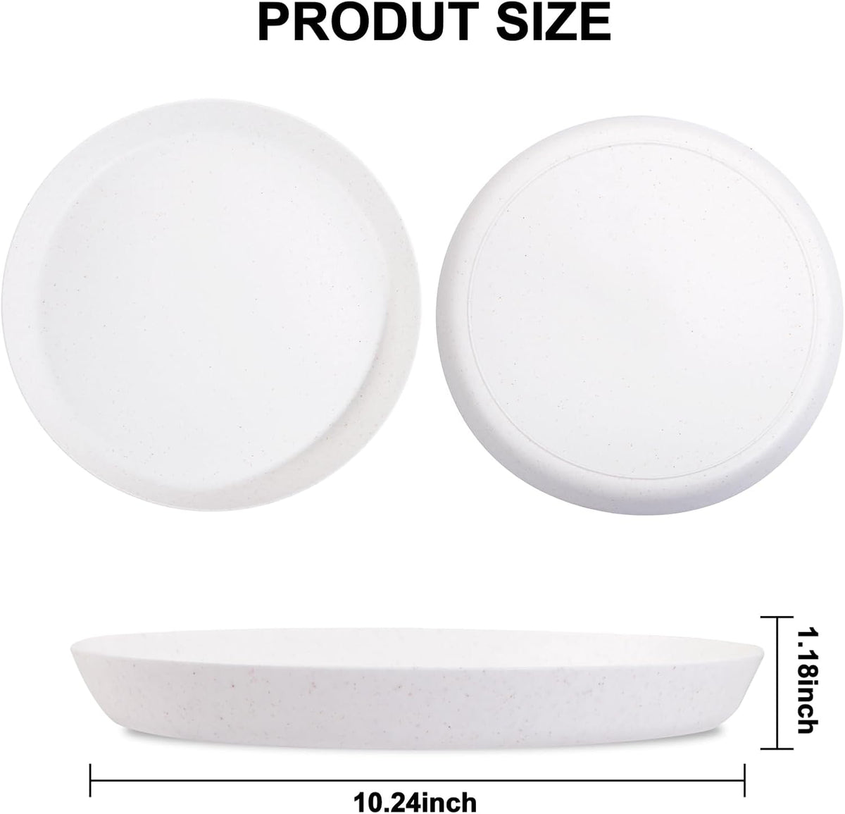 18pcs White Wheat Straw Dinner Plates - Lightweight, Unbreakable, Premium Reusable Plates for Family Dinner, School, Picnic