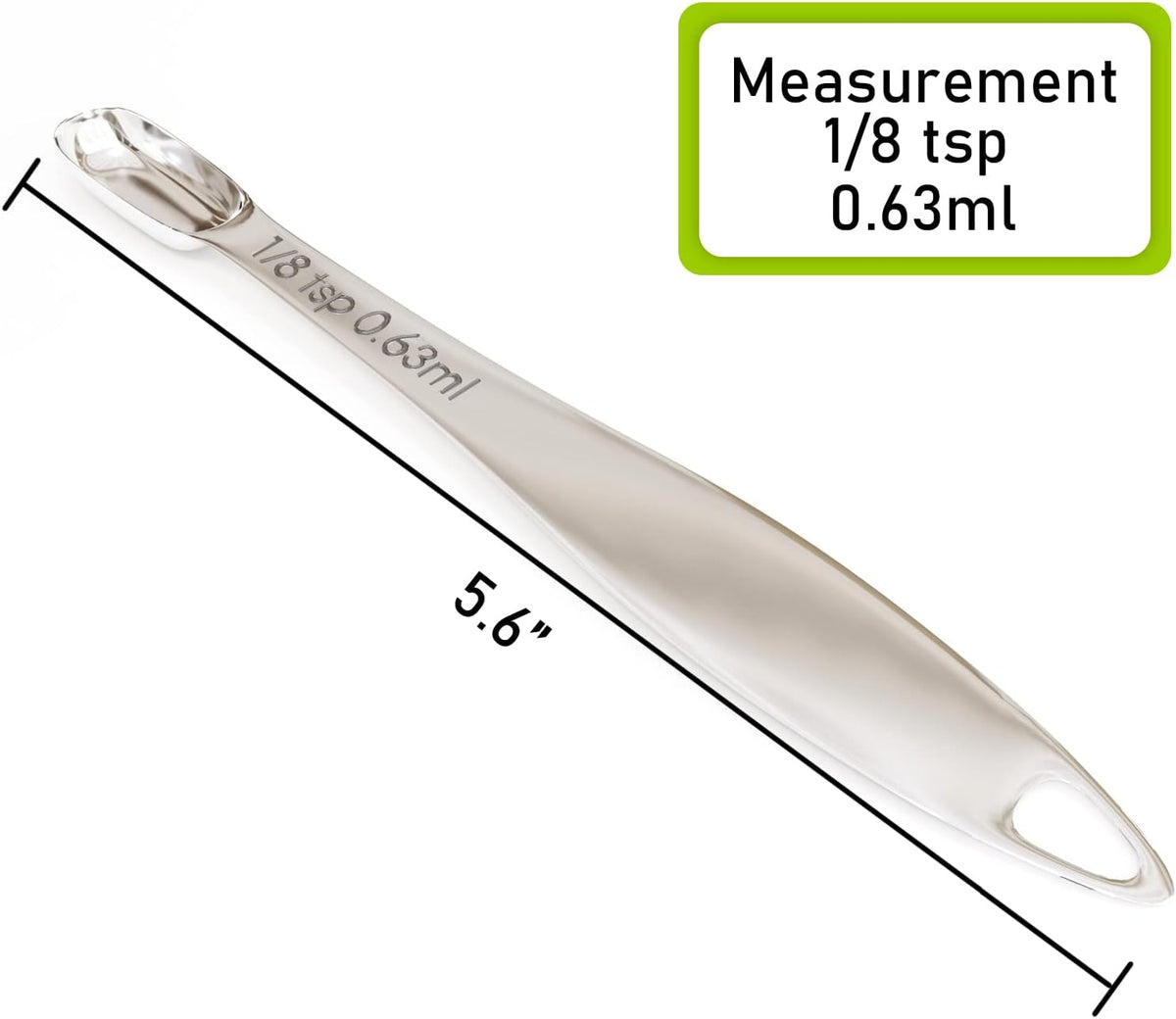 1PCS 1/8Teaspoon (0.63ml) Single Measuring Spoon, Individual Stainless Steel Long Handle Measure Tablespoon Only