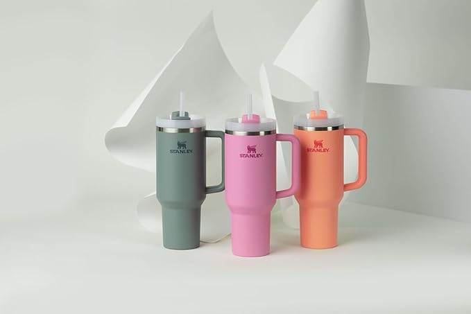 STANLEY Quencher H2.0 Tumbler with Handle and Straw 40 oz | Flowstate 3-Position Lid | Cup Holder Compatible for Travel | Insulated Stainless Steel Cup | BPA-Free | Peony