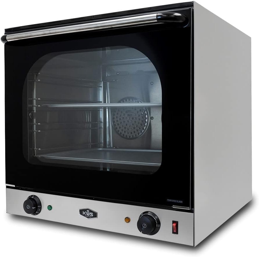 KWS CO-3 1600W Half Size Commercial Countertop Convection Oven, 2 Cu. Ft. - 120V, 4-Tier Toaster w/Front Glass Door, Electric Baking Oven