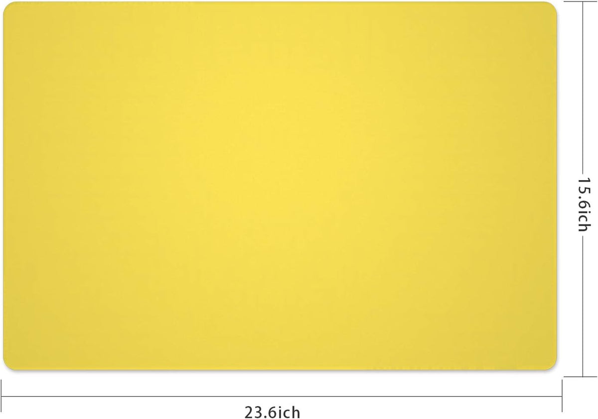 Silicone Placemats, Food-Grade Non-Slip Waterproof, Dining, Stain Resistant, Countertop Protector, Kitchen Counter Mat, Heat Resistant, Baking mat Dishwasher Safe (23.6"×15.7"-1pack, Yellow)