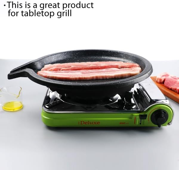 Stovetop Korean BBQ Grill Pan, 13.4 inch, Cast Aluminum, for indoor outdoor