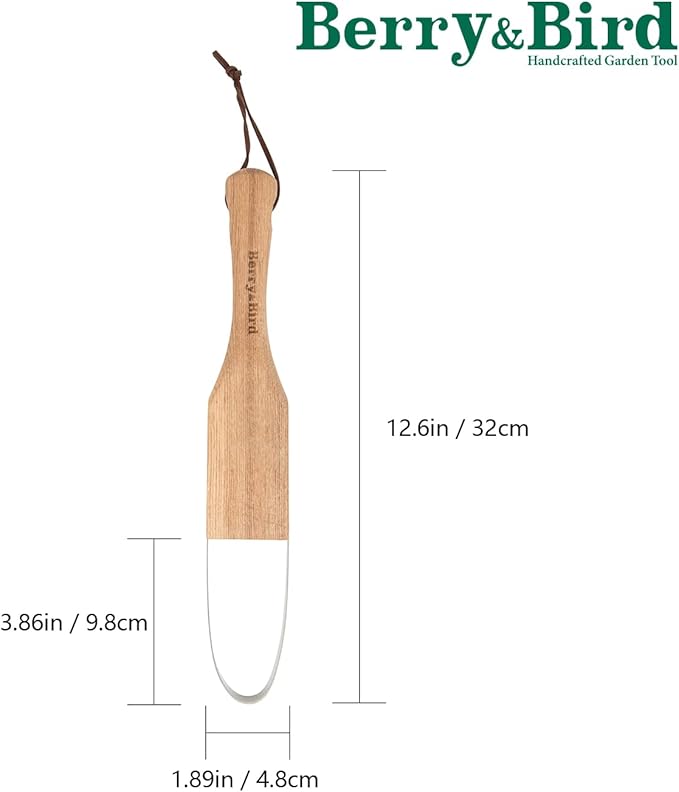 Berry&Bird Loop Weeder, 12.6-Inch Gardening Weed Cutter/Remover, Garden Weeding Scraper Tool with Wood Handle for Gardening, Lawn, Yard Work