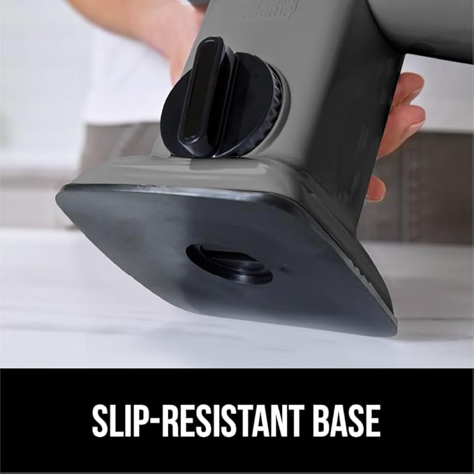 GORILLA GRIP BPA-Free Rotary Cheese Grater Hand Crank, Easy to Set Up, Strong Suction Base for Kitchen Countertop, Shred Potato, Vegetable, Nuts in Seconds, Round Mandoline Slicer, 3 Blades, Gray