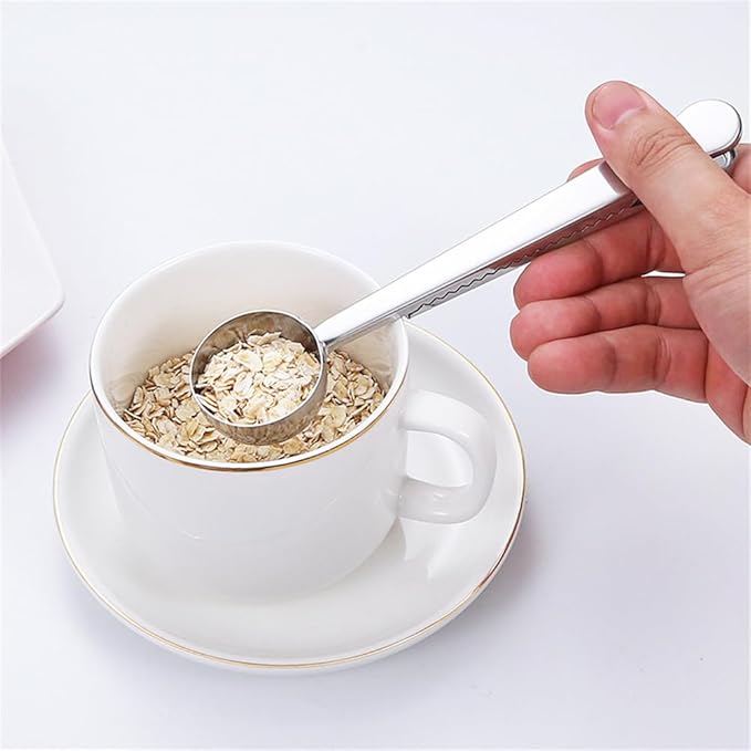 Coffee Scoop, Stainless Steel Silver Multi Function Measuring Spoon, Great Measuring Coffee, Tea, Protein Powder, Instant Drinks, Perfect Coffee Spoon Bag Clip