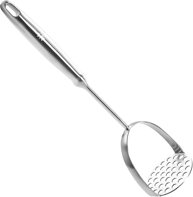 Potato Masher Stainless Steel - Mashed Potato Masher Kitchen Tool，Potato Smasher for Avocado, Tomato, Fruit & Vegetables, Pet Food, Heavy Duty Metal Bean Masher Utensil, Dishwasher Safe, 12.5-Inch