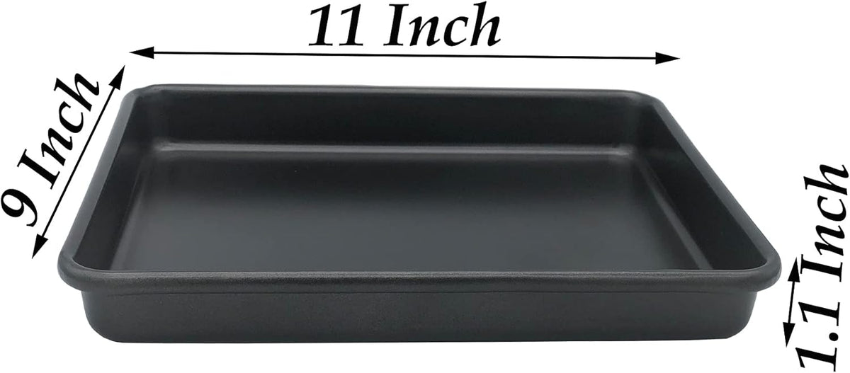Small Cookie Sheets 11X9 Inch 2Pcs Mini Baking Pan Toaster Oven Tray Nonstick Thicken Brushed Carbon Steel Magnetic No Warp 1 to 2 Person Bakeware By HYTK