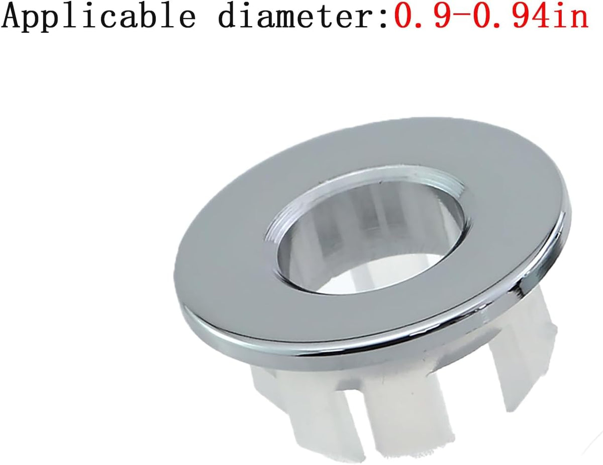 2PCS Kitchen Sink Drain Silver Full Brass Basin Overflow Decorative Cover 22-24mm Hole Inside Diameter Insertion Cap