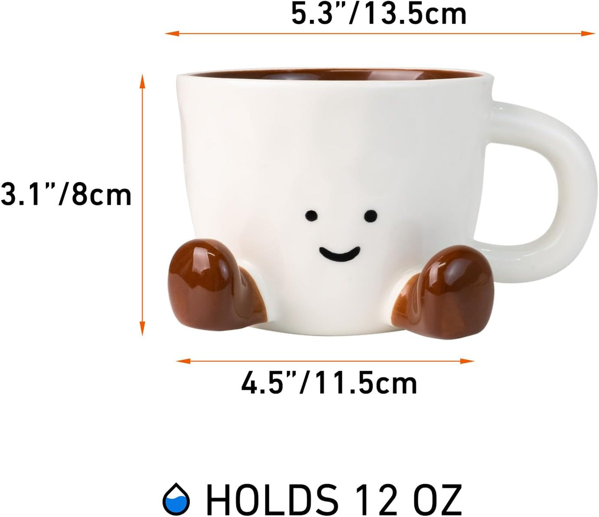 Cute Coffee Mug for Women, Ceramic Funny Coffee Cup - 12 oz Novelty Unique Teacup with Handle - Artistic Coffee Mug for Family, Friends, Coworkers