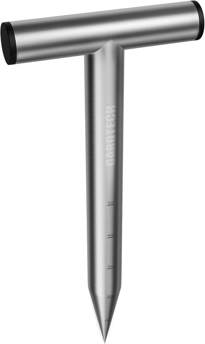 Gardtech Hand Dibber Garden Tool with 5 Inch Measuring Scale,Stainless Steel Bulb Planter Tool,Seed Dibber for Planting & Sowing Seed