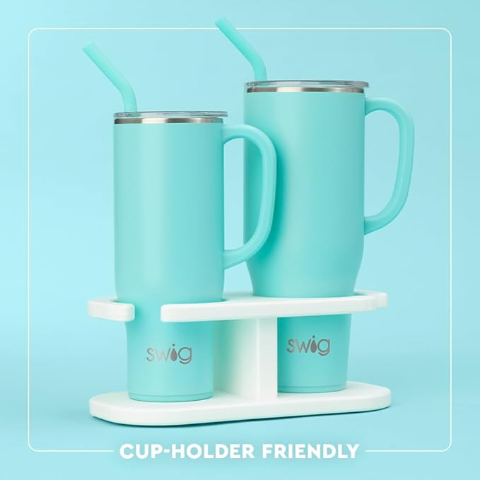 Swig Life 30oz Mega Mug, 30 oz Tumbler with Handle and Straw, Cup Holder Friendly, Dishwasher Safe, Extra Large Insulated Tumbler, Stainless Steel Water Bottle (Teacher Life)