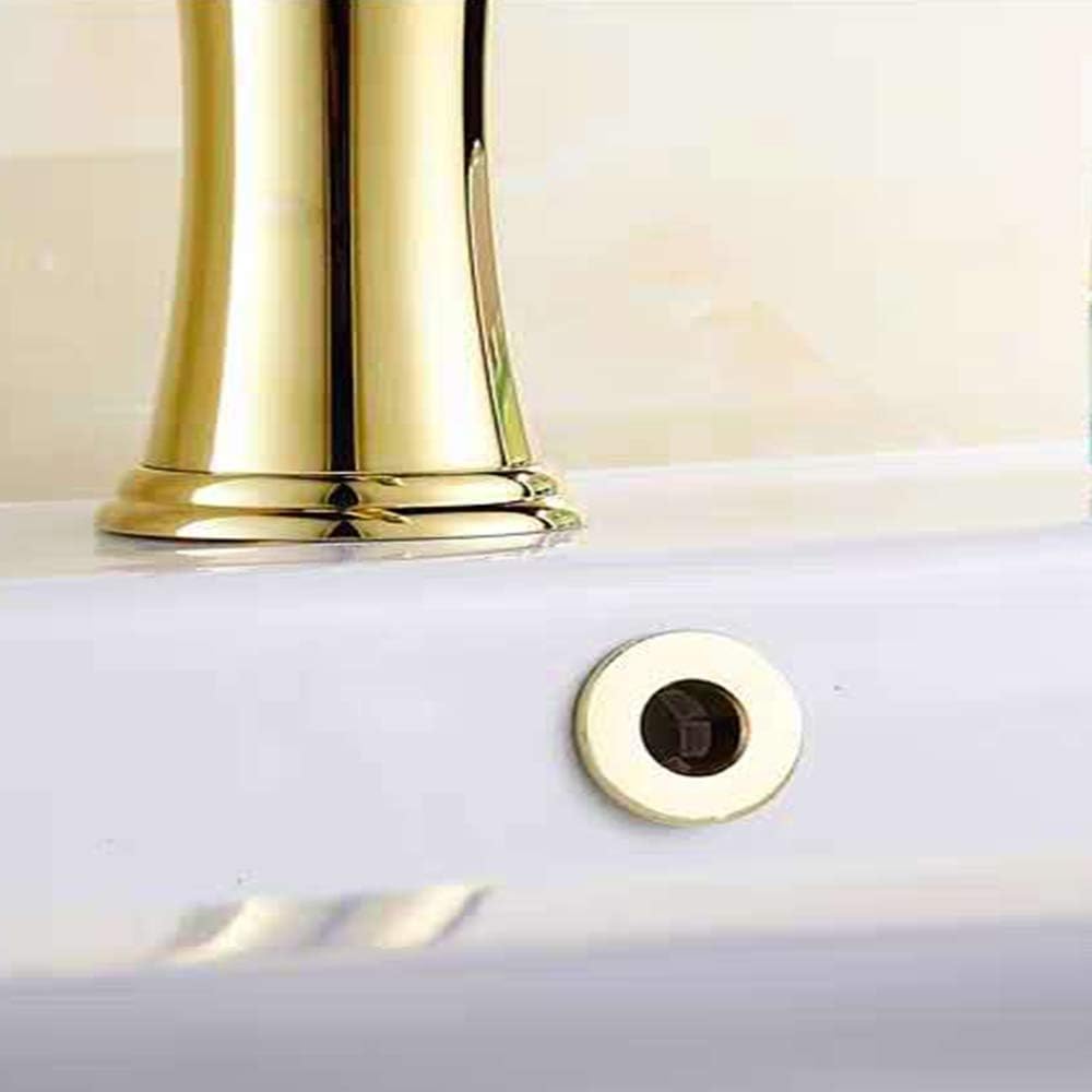 Sink Basin Trim Overflow Cover Brass Insert in Hole Round Caps Gold 2 PCS