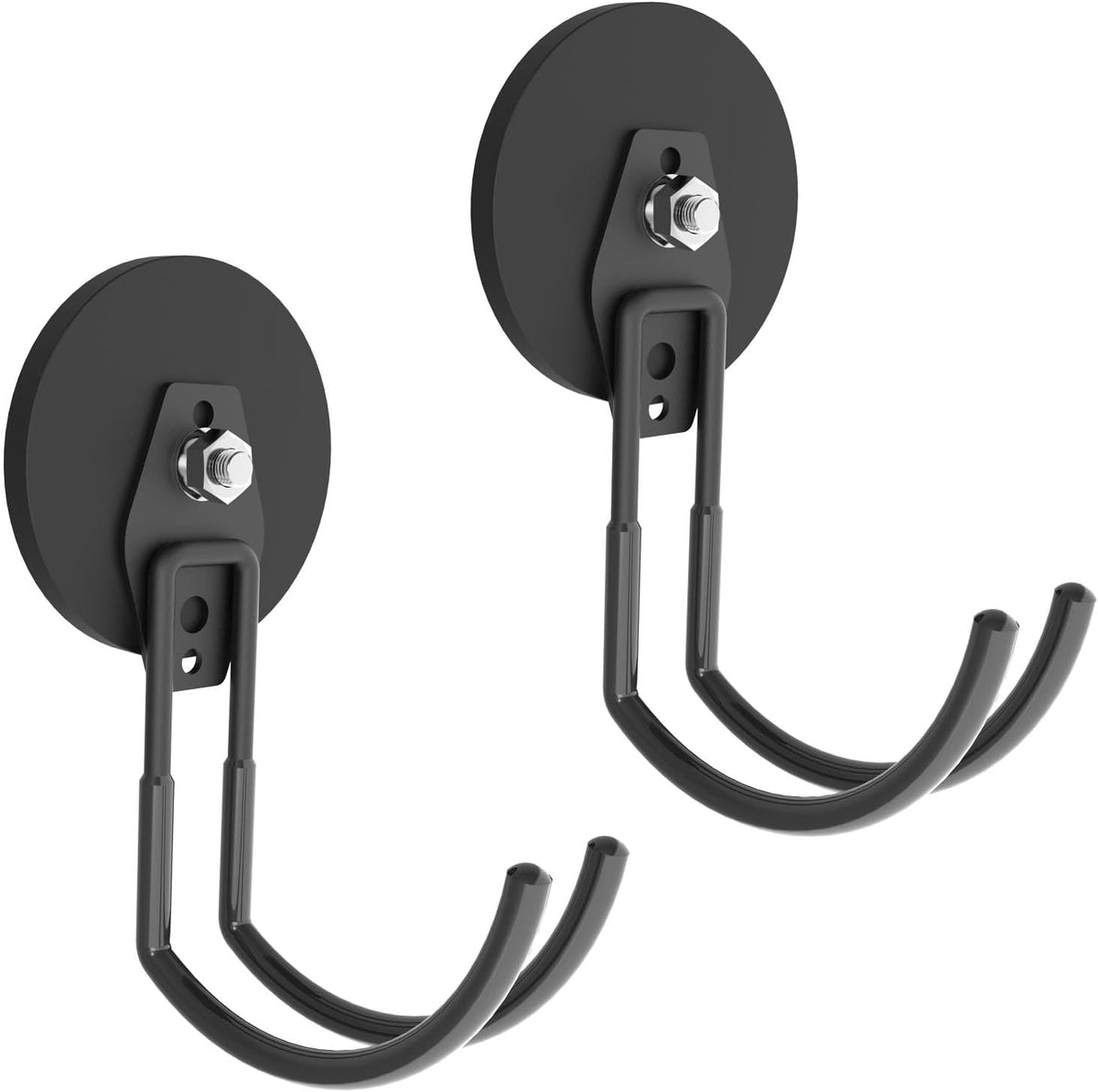 Heavy Duty Large Magnetic Hooks,Heavy Duty Magnets with Hook, Strong Garage Magnet Hooks, Magnetic Cable Holder with Anti-Slip Coating for Indoor & Outdoor Hanging(2Pack)