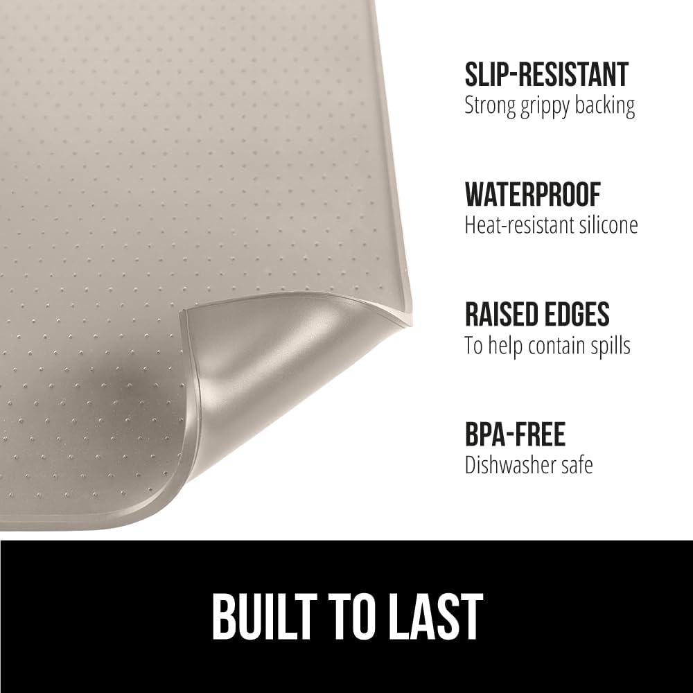 GORILLA GRIP Silicone Coffee Mat, Espresso Drink Bar Station Accessories, Waterproof Heat-Resistant Dish Drying Mats, Stay in Place on Kitchen Counter, Home Kitchen Decor Essentials, 11.5x18.5, Almond