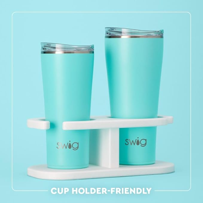 Swig Life 32oz Insulated Tumbler, Travel Coffee Tumbler with Lid, Cup Holder Friendly Travel Coffee Mug, Stainless Steel, 32 oz, Reusable Insulated Mug with Lid (Strawberry Shortcake)