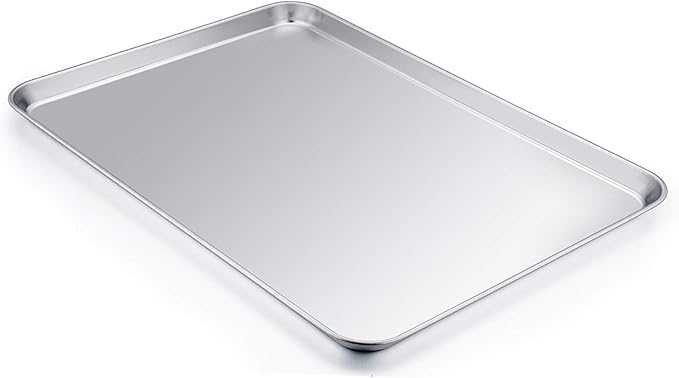 TeamFar Baking Sheet, 20’’×14’’×1’’, Cookie Sheet Half Sheet Baking Pans Stainless Steel, Non Toxic & Healthy, Heavy Duty & Thick Gauge, Mirror Finish & Dishwasher Safe - 2 Piece