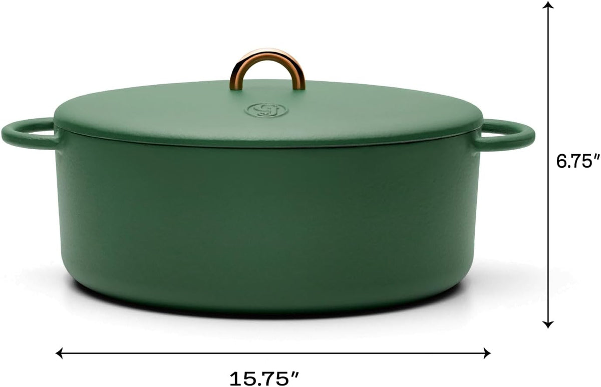 Great Jones Dutchess Cast Iron Dutch Oven Pot With Lid (Broccoli) - Large 6.75 Quart Size, Dual Handles - All Stovetop Safe - 500° Dutch Oven For Bread Baking | Dishwasher Friendly