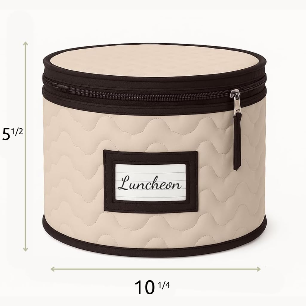 Serving Platter Storage - Quilted Microfiber China Organizer Box with Dividers, Protects & Organizes Up to 12 Plates of 10" - Ideal for Seasonal Dishware Protection