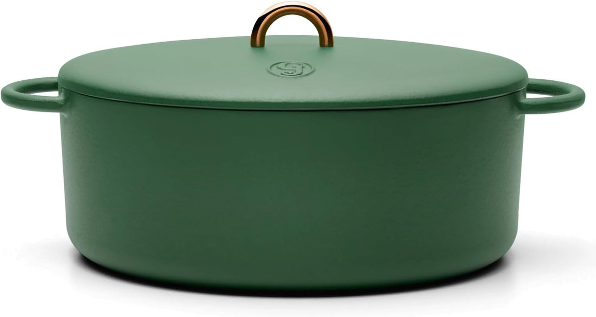 Great Jones Dutchess Cast Iron Dutch Oven Pot With Lid (Broccoli) - Large 6.75 Quart Size, Dual Handles - All Stovetop Safe - 500° Dutch Oven For Bread Baking | Dishwasher Friendly