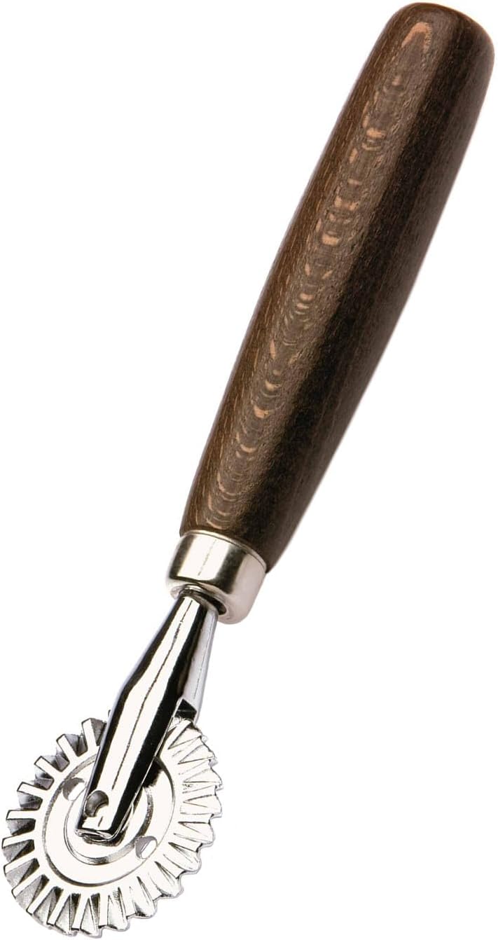 1.6" Pastry Wheel - Dough Stamp Cutter/Crimper, Pasta/Ravioli/Pie Maker, 4cm Stainless Steel Wheel Wooden Handle