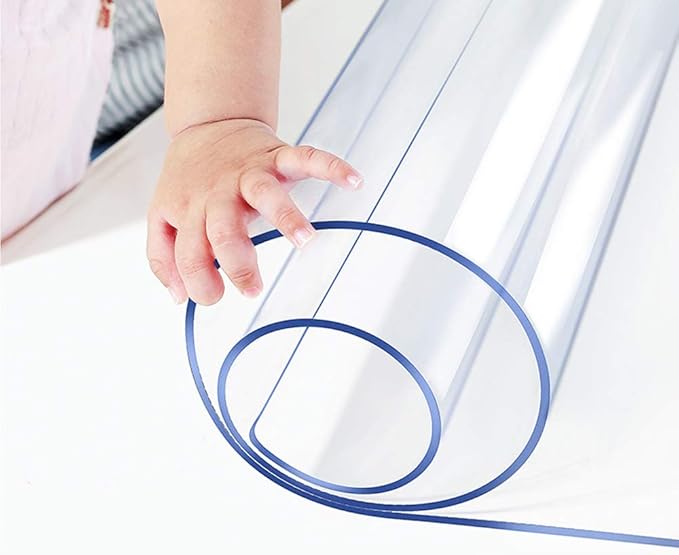 PVC Tablecloth Cover Clear Plastic Table Protector Transparent Vinyl Table Cloths Water Rresistant Wipeable Wood Furniture Topper Pad for Bench Entryway Coffee Bedside Desk Mat Crystal Carpet 16X60 In