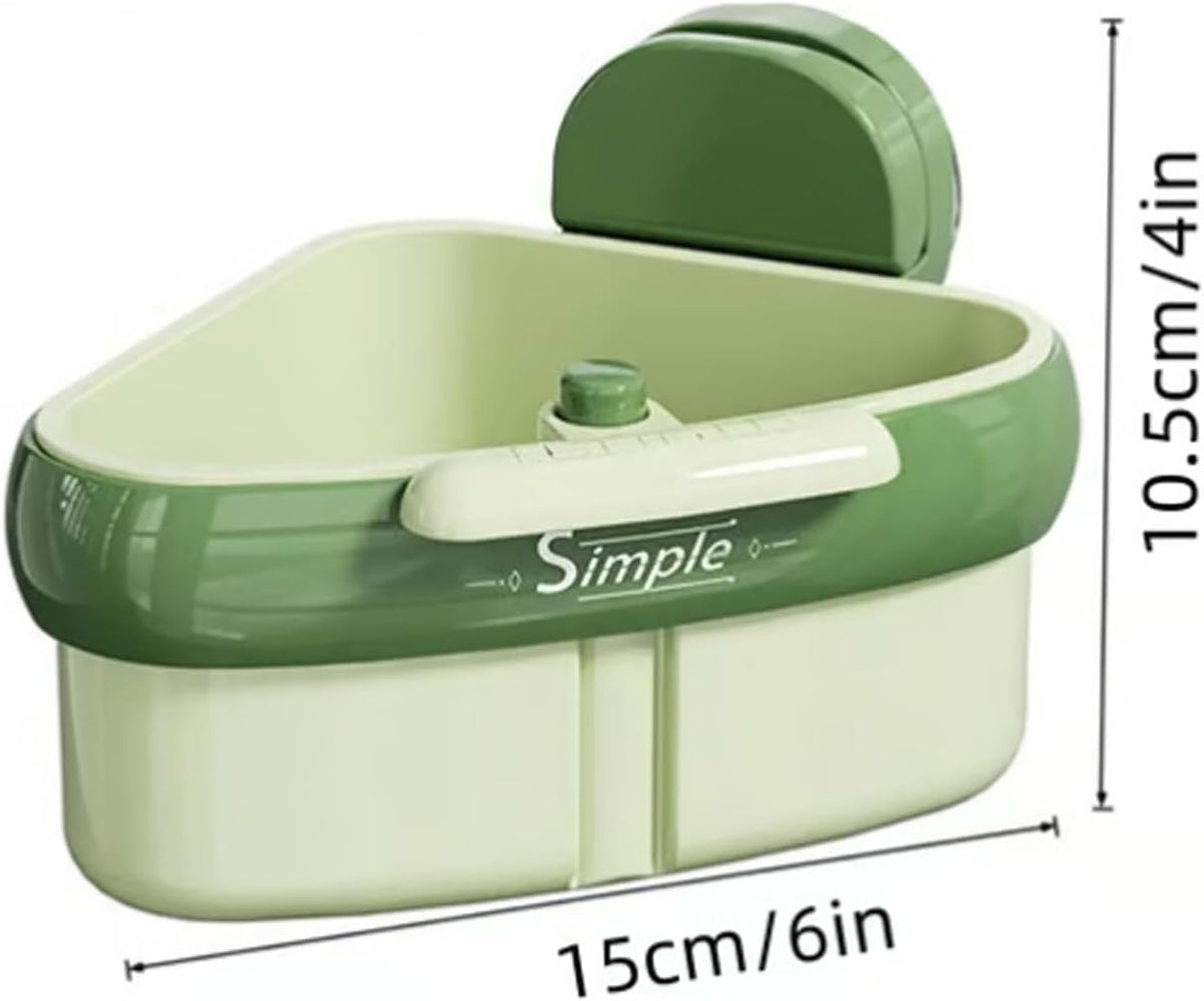 Suction Cup Sink Corner Rack, Curetoaway Corner Sink Strainer, Sink Trash Catcher, Plastic Triangular Baskets Corner Hanging, Rust Resistant, for Kitchen Food Waste (Yellow+Green)