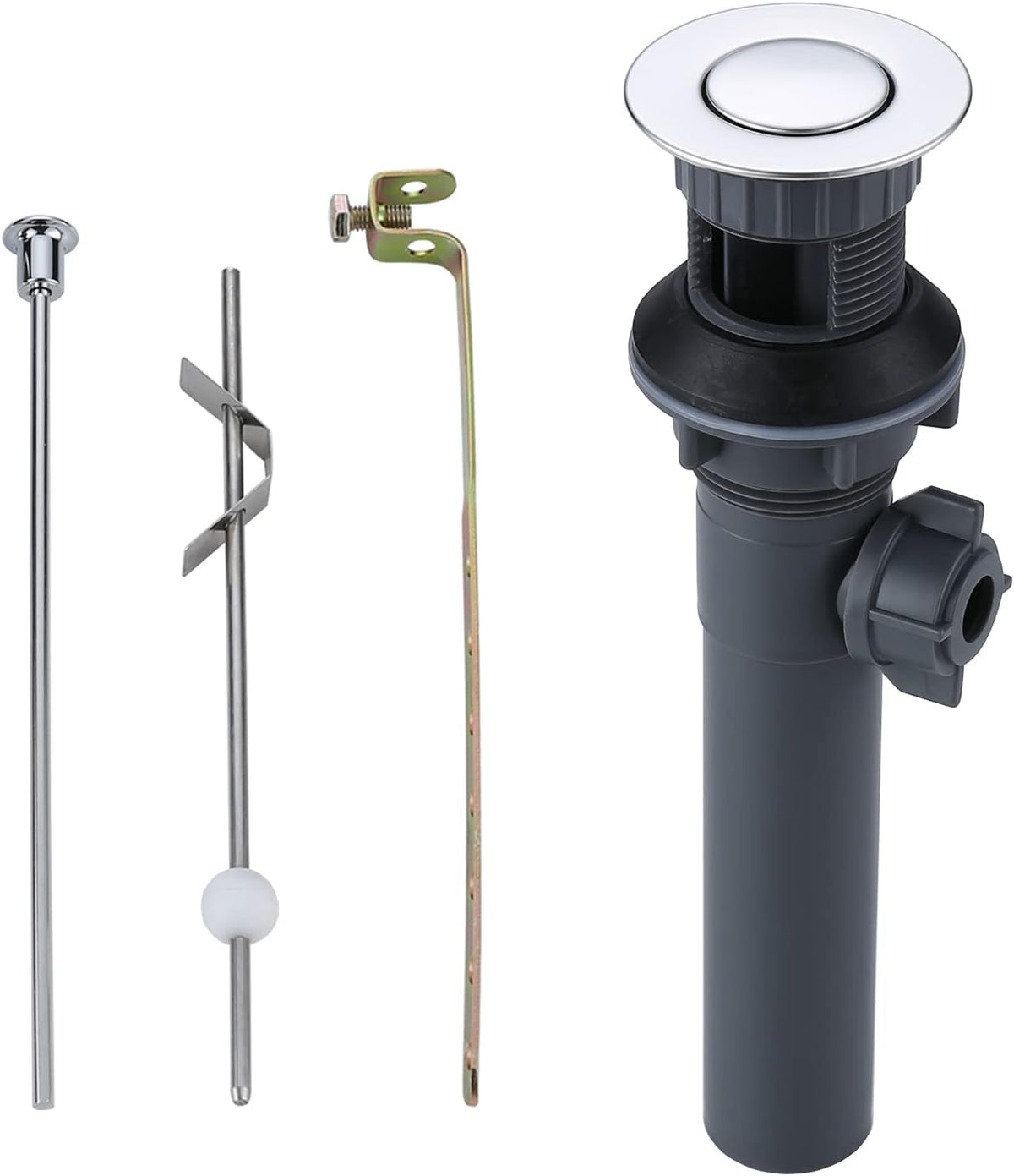 Bathroom Sink Drain with Lift Rod, ARCORA Sink Drain with overflow, Chrome Drain Stopper for Vessel Sink