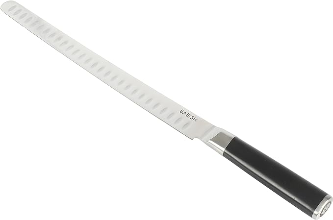 Babish High-Carbon 1.4116 German Steel 12 Inch Full Tang Forged Super Slicer Carving Kitchen Knife, Brisket, Meat and BBQ Knife W/Granton Edge