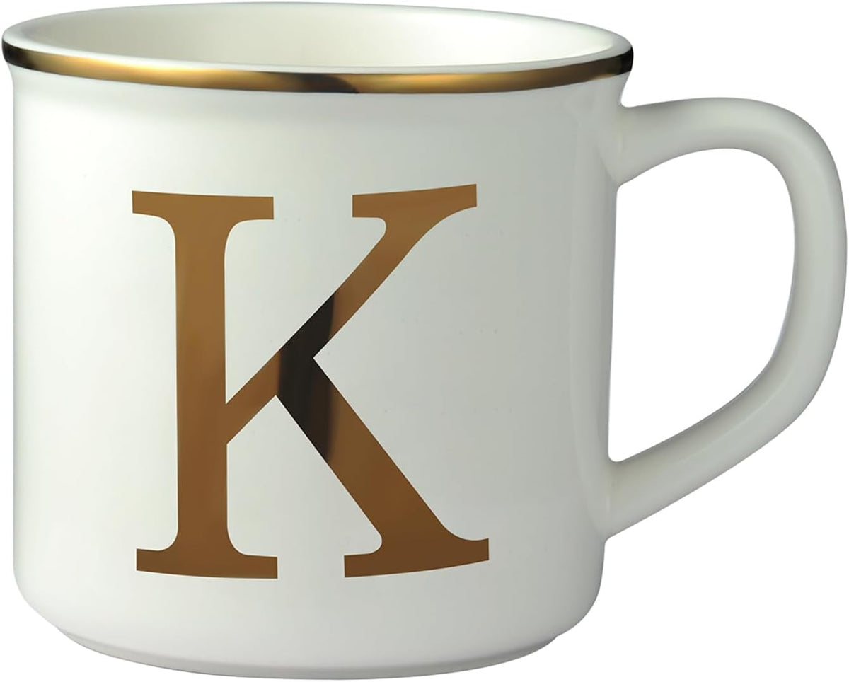 Miicol Ceramic Coffee Mug 16 oz, Monogram Coffee Cup, Golden Initial Tea Mug, Personalized Tea Cup, Unique Gift, Large Mug for Home, Office, Letter K