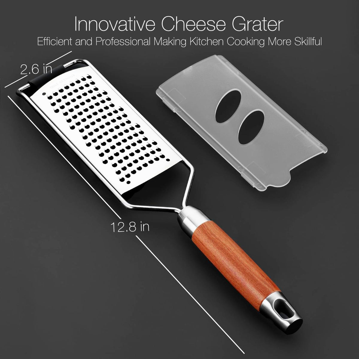 KULUNER Professional-Grade Lemon Zester with Fine Blades, Lightweight Cheese/Vegetable Grater, Solid Wood Handle Design - Rust-Resistant, Durable, Essential Kitchen Tool （B2）