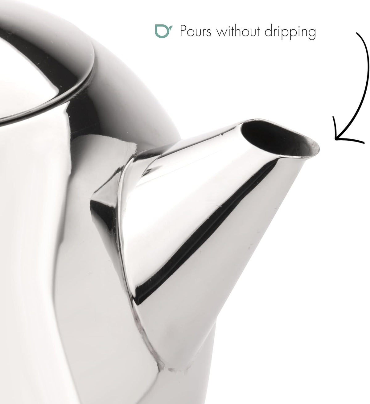 Santhee Double Walled Teapot, 0.5-Liter Stainless Steel Glossy Finish with Glossy Accents