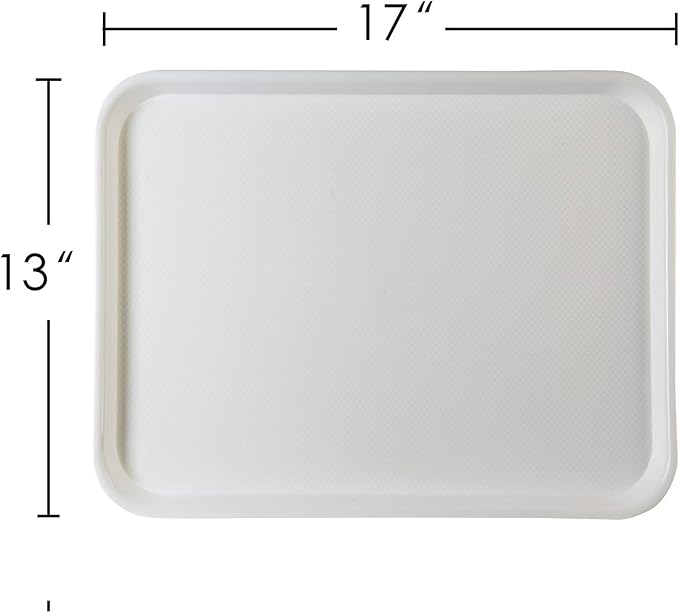 Rectangular Plastic Serving Trays,Fast Food Serving Cafeteria Trays,17"X13",Set of 6(White)